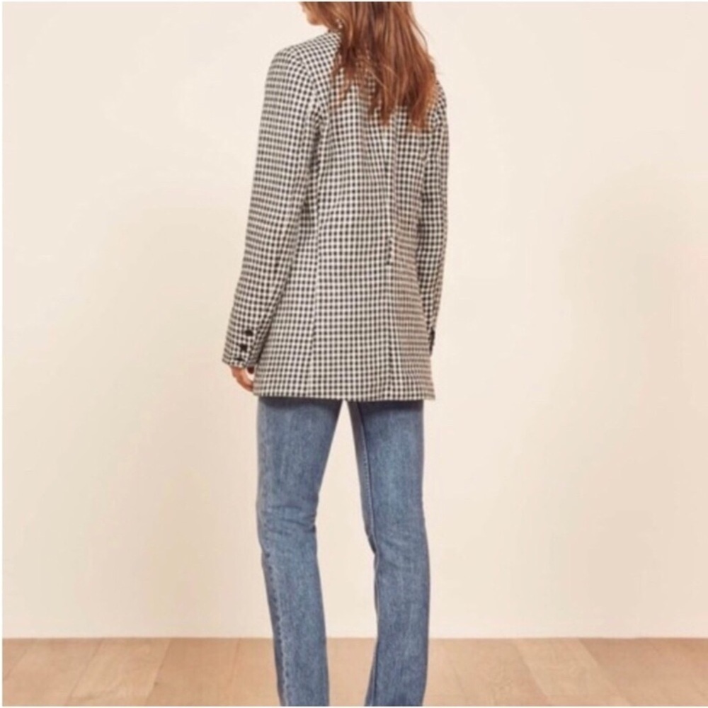 Reformation Rae black checkered / gingham print blazer jacket Size XS - Picture 4 of 15